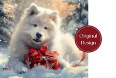 Winter Dog Tumbler Wrap, Christmas Sublimation Tumbler PNG Product Image 2