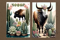 Highland cow, Bull painting, Longhorn 8 PNG Product Image 2