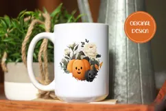 Halloween Pumpkin PNG, Floral Halloween Pumpkins T-Shirt PNG Product Image 2