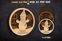 Christmas Ornament Snowman SVG laser cut file for Glowforge Product Image 2
