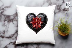 Gothic Red Rose Heart Clipart Sublimation PNG Product Image 3
