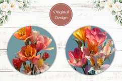 Lily Flower Car Coasters, Flowers Round Coaster Designs Product Image 2