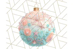 Coral and Aqua Christmas Clipart PNG, Pastel Holiday Art Product Image 2