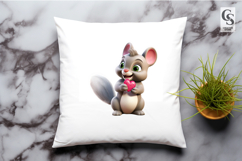 Cute Squirrel Holding Heart Clipart PNG Product Image 3