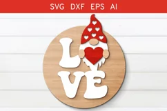 Gnome Valentine’s Day Door Sign SVG, Valentine Door Hanger Product Image 1