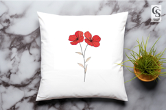 Red Floral Stems Illustration Clipart Sublimation PNG Product Image 3