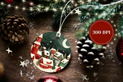 Cartoon Winter Village Ornament, Cozy Winter Ornament PNG Product Image 2