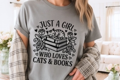 Just A Girl Who Loves Cats And Books Svg, Book Lover Svg. Product Image 3