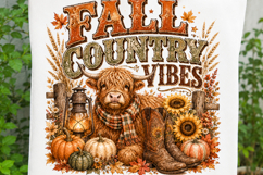 Fall Country Vibes Highland Cow Western Autumn SVG Product Image 3
