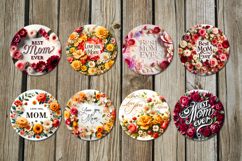 Flowers | 8 Mother&#039;s day Round Earring Sublimation designs Product Image 2