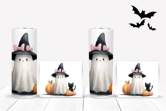 Cartoon Ghost Tumbler Design, Watercolor Halloween Tumbler Product Image 2