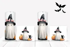 Cartoon Ghost Tumbler Design, Watercolor Halloween Tumbler Product Image 2