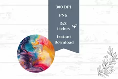 Fluid Art Round Earrings PNG, Colorful Round Earrings Design Product Image 2