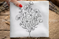 Wildflowers Floral PNG, Fine Line Art Botanical Sublimation Product Image 4