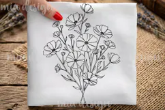 Wildflowers Floral PNG, Fine Line Art Botanical Sublimation Product Image 4