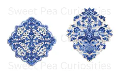 Blue Toile, Ephemera, PNG, Clipart, Junk Journal, flowers Product Image 2