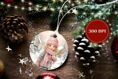Christmas Round Ornament, Watercolor Winter Ornament PNG Product Image 2