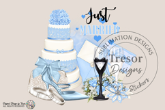 Blue Just Married Wedding PNG Bride Clipart Design Product Image 1