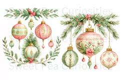 Christmas, Ornaments, Ephemera, PNG, watercolor, Clipart Product Image 2