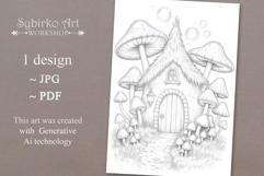 Gnome house coloring page for adults. Adult coloring page Product Image 1