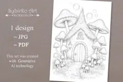 Gnome house coloring page for adults. Adult coloring page Product Image 1