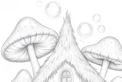 Gnome house coloring page for adults. Adult coloring page Product Image 2