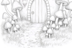Gnome house coloring page for adults. Adult coloring page Product Image 4