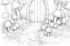 Gnome house coloring page for adults. Adult coloring page Product Image 4
