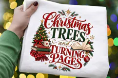 Christmas Trees and Turning Pages PNG, Book Lover Christmas Product Image 2