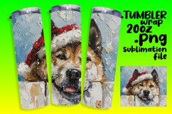 Holiday Peeking Dog Tumbler Wrap Design Sublimation Winter Product Image 1