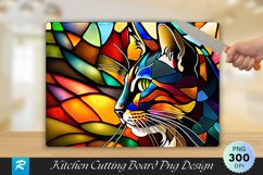 Cat Stained Glass Cutting Board Sublimation Design Product Image 1