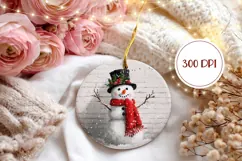 Snowman Round Ornament PNG, Winter Ornament Sublimation Product Image 2
