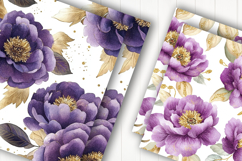 Purple Floral Digital Paper Product Image 2