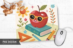 Whimsical Apple Sunglasses and Educational Mouse Pad PNG Product Image 1