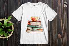 Coffee Cup Book Stack Clipart Sublimation PNG Product Image 2