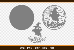 Hello Boo, Halloween Round Door Sign SVG PNG Laser Cut Files Product Image 2