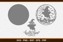 Hello Boo, Halloween Round Door Sign SVG PNG Laser Cut Files Product Image 2