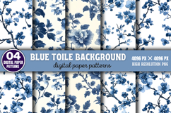 Blue Toile Background Digital Paper PNG Product Image 1