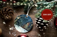 Watercolor Winter Ornament, Christmas Night Ornament Design Product Image 2