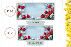 Red Flowers Mug Template, Red Tulips Mug Design Product Image 2