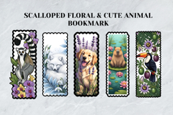 Scalloped Floral &amp; Cute Animal Bookmark Set,Botanical Book Product Image 2