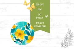 Floral Earrings Design, Art Flowers Round Earrings PNG Product Image 2