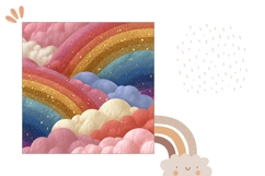 Glitter Rainbow Pillow Case, Sky Pillow Design, Clouds PNG Product Image 2