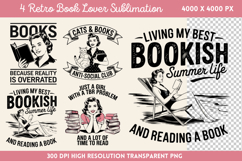 Retro Book Lover Sublimation Clipart Bundle PNG Product Image 3