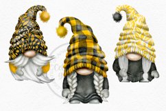 Yellow and Grey Set of 6 Gnomes | Gnome Clipart Png Product Image 3