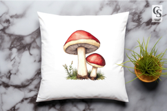 Watercolor Red Mushroom Clipart Sublimation PNG Product Image 2