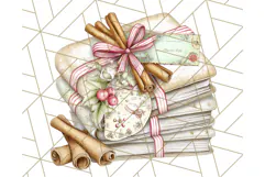 Christmas Book Clipart, Festive Reading PNG Illustrations Product Image 2