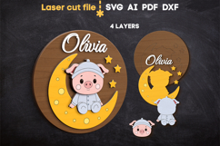 Baby Name Sign Piglet SVG laser cut file for Glowforge Product Image 2