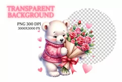 Valentine’s Day Couple Polar bears Watercolor Clipart Product Image 2