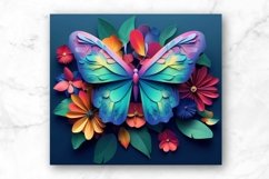3D Butterfly 20oz Skinny Tumbler Wrap Sublimation Design. Product Image 2